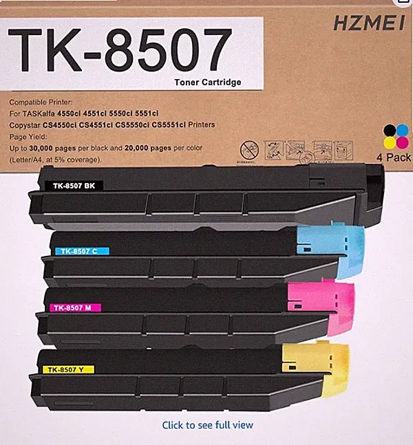 4- TK8507 Toner Cartridge High Yield TK-8507 Kyocera 4550ci 5550ci Printer Ink