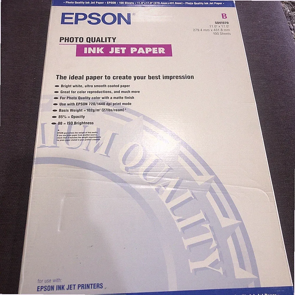 Epson Photo Quality Ink Jet Paper 11.0” X 17.0” 100 Sheets Brand New