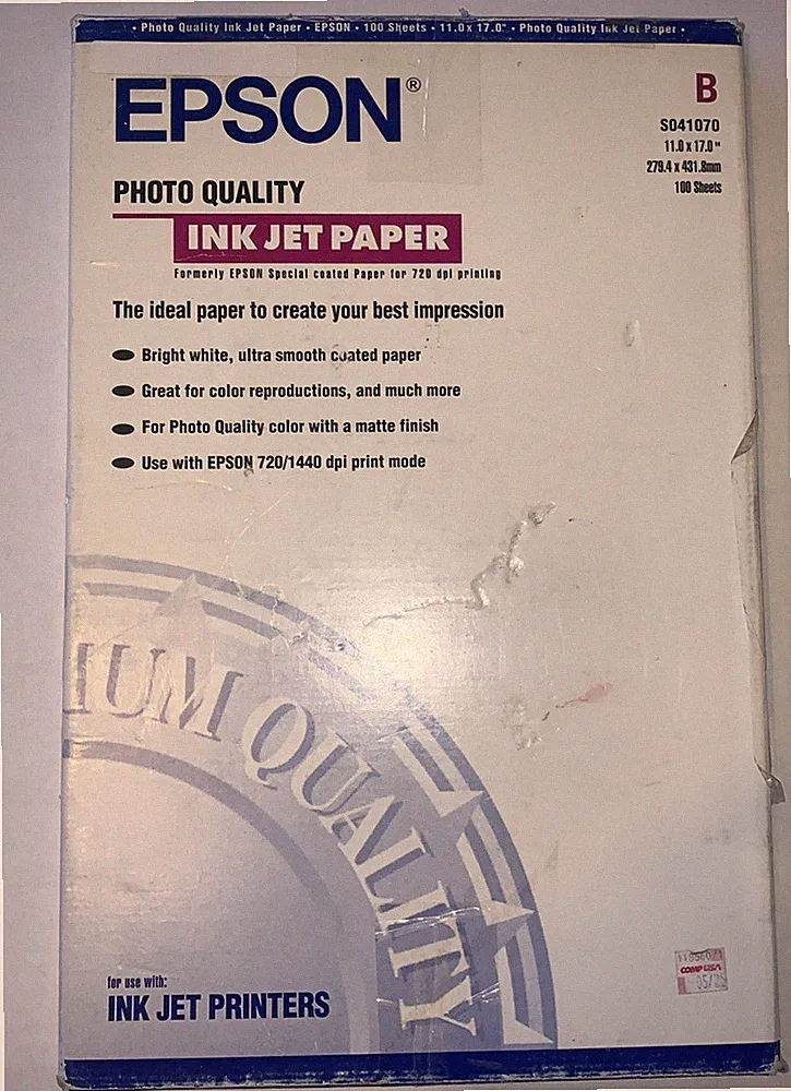 Epson Photo Quality Ink Jet Paper 11.0” X 17.0” 90 Sheets open box