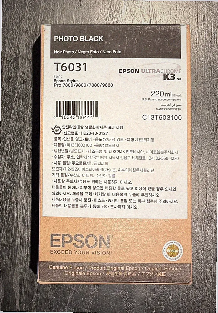 Epson T603100 Photo Black UltraChrome K3 Ink Cartridge