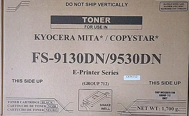 Kyocera Mita TK-712 Black Toner Kit Cartridge FS-9130DN/9530DN New See Pictures