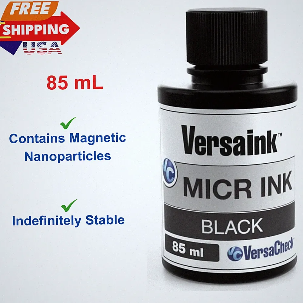 VersaInk-Nano Black MICR Ink 85ml Magnetic Ink for Check Printers And All-in-One